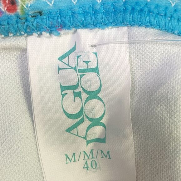 AGUA DOCE Brazilian 2-pc Bikini Size Medium Blue Flowers Lace Trim Hip Tie - Picture 8 of 9